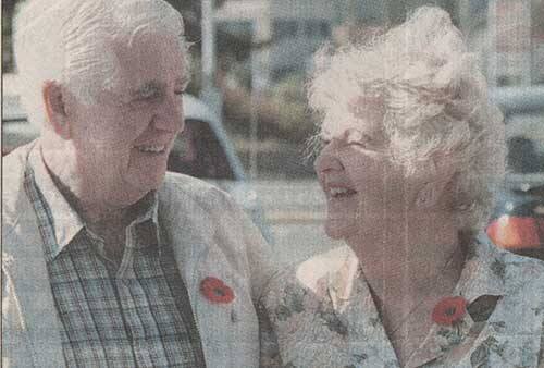 Newspaper photograph of Bill and Ann’s reunion in Nanaimo, BC.