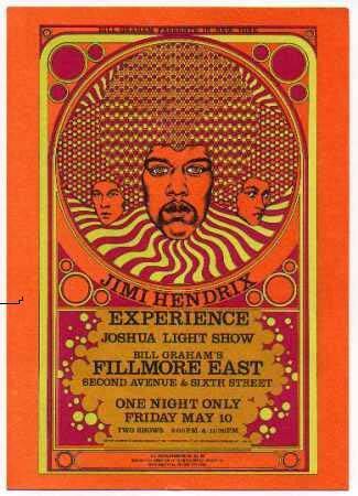 Poster for Jimi Hendrix concert at the Fillmore East, May 10, 1968