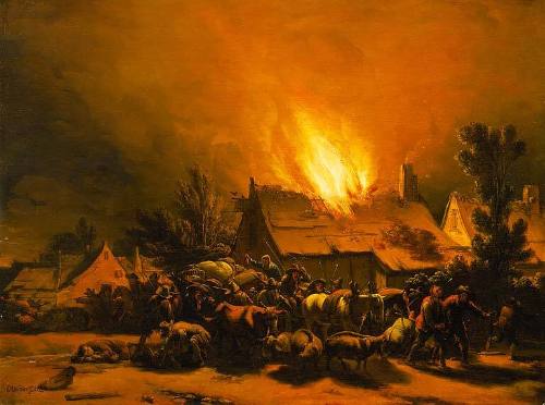 Peasants Fleeing a Burning Barn
